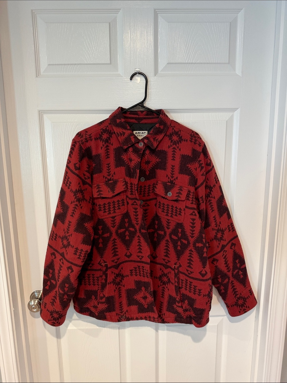 Ariat Red and Black Aztec-Pattern Jacket